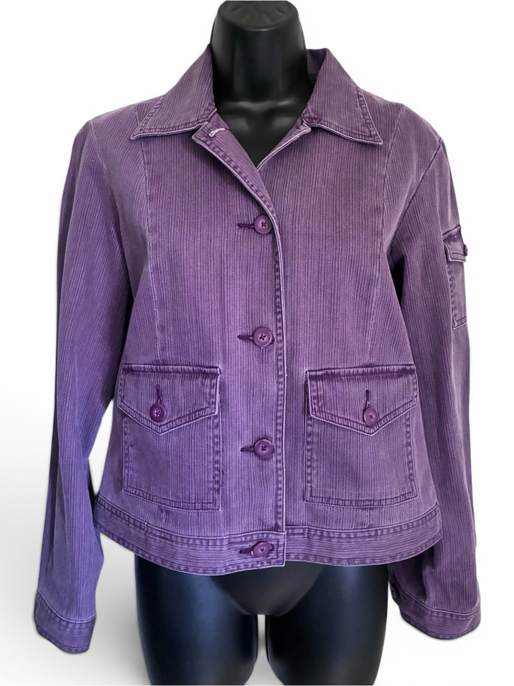 St. John's Bay 90s Y2K Vintage Utility Crop Jacket Plum Purple Sz S